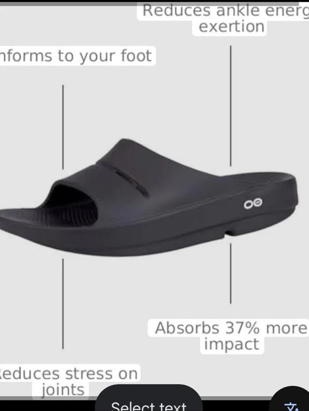 OOFOS OOahhh Original Recovery Foam Slip Summer Athletic Walk Slide Black Men 10